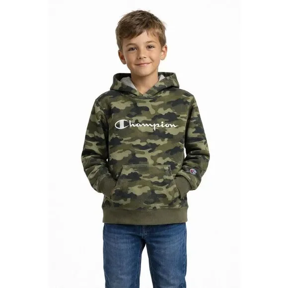 Champion Boys Green Camo Pullover Hoodie Sweatshirt Size Medium - Picture 14 of 14